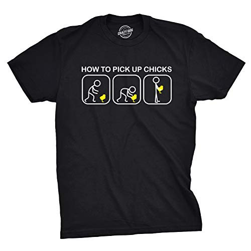 Mens Pick Up Chicks Funny Easter Shirt Sarcastic Gift Novelty T Shirt Humor Tees (Black) - L