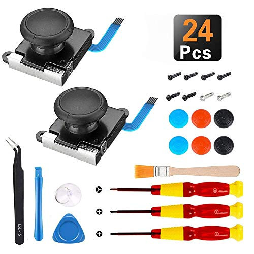 24 pcs 3D Replacement Joystick Analog Thumb Stick for Nintendo Switch Joy-Con Controller - Include Tri-Wing  and  Screwdriver Tool