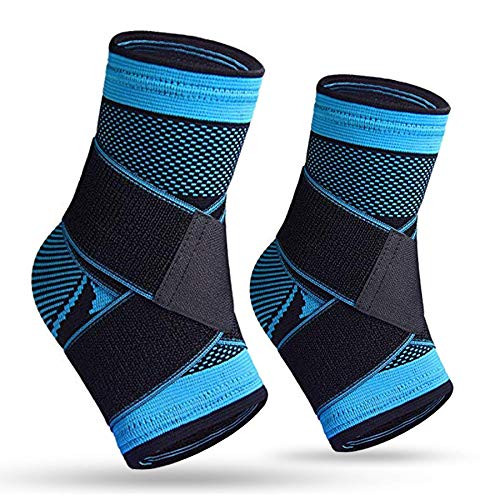 Plantar Fasciitis Socks, Ankle Brace for Women  and  Men, Compression Ankle Brace Sleeve with Arch Support for Eases Swelling Achilles Tendonitis Heel Spurs Swelling Foot Pain Relief (Blue-Pair)