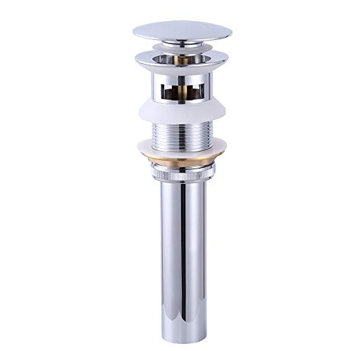 kimzcn Bathroom Sink Drain with Overflow Vessel Vanity Sink Pop Up Drain Stopper Polished Chrome D500031C