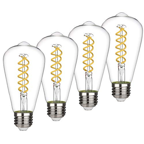 ST58 Vintage LED Edison Bulbs, Daylight White 5000K, Antique LED Filament Light Bulbs, Dimmable, 8W(80W Equivalent), E26 Standard Base, Clear Glass (8W-5000K-4Pack)
