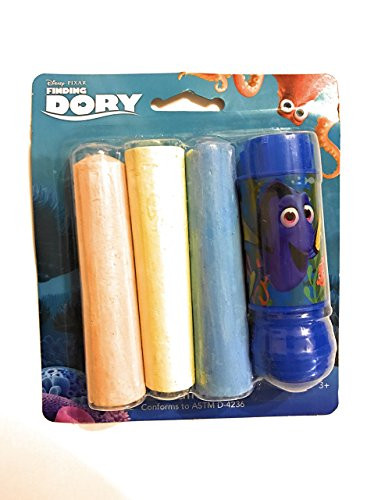 Finding Dory Jumbo Sidewalk Chalk Set with Plastic Finding Dory Chalk Holder for Kids Summer Activities