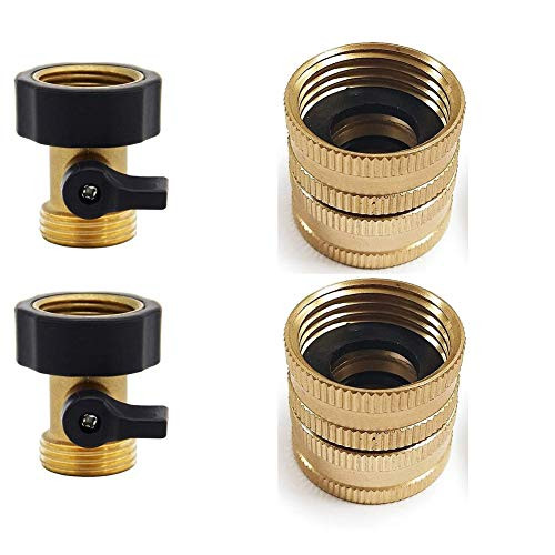Twinkle Star Heavy Duty Brass Shut Off Valve   2 Pack 3/4 inch Brass Garden Hose Connector