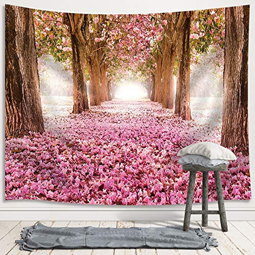 JAWO Pink Sakura Flower Tapestry Wall Hanging, Floral Cherry Blossom Tree in Spring Tapestries for Dorm Living Room Bedroom, Wall Blanket Beach Towels Home Decor 71X60 Inches JAWO Pink Sakura Flower Tapestry Wall Hanging, Floral Cherry Blossom Tree in Spring Tapestries for Dorm Living Room Bedroom, Wall Blanket Beach Towels Home Decor 71X60 Inches