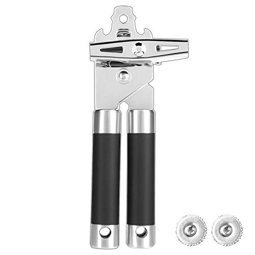 Can Opener Manual,4-In-1 Stainless Steel Lightweight Duty Can Opener,Bottle Opener Ergonomic Anti-slip Grips,Smooth Edge Manual Can Opener,Easy Turn Knob,Sharp Blade (2 Spare Blades) Can Opener Manual,4-In-1 Stainless Steel Lightweight Duty Can Opener,Bottle Opener Ergonomic Anti-slip Grips,Smooth Edge Manual Can Opener,Easy Turn Knob,Sharp Blade (2 Spare Blades)