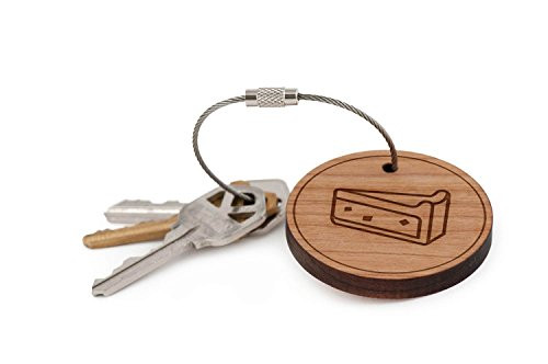 Cheesecake Keychain, Wood Twist Cable Keychain - Small
