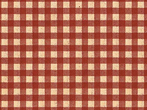 Tan and Burgundy Red Gingham Tissue Paper for Gift Wrapping with Design, 24 Large Sheets (20x30)