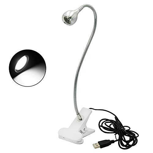 DERCLIVE USB Clip-on LED Light, Flexible Bed Table Desk Study Reading Lamp