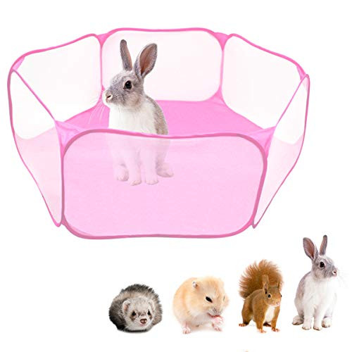 DaMohony Pet Playpen Indoor Small Animal Fence Pop Open Pet Playpen Outdoor Animal Cage Tent Exercise Fence Breathable Transparent for Guinea Pig Rabbits Hamster Chinchillas and Hedgehogs