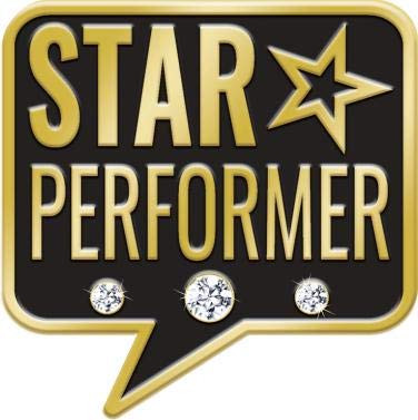 Crown Awards 1 inch Star Performer Lapel Pin, Star Performance Recognition Chat Pins with Rhinestones 1 Pack Prime