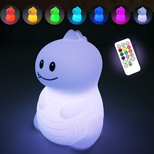 Cute Squishy Dinosaur Night Light - Silicone Dino Pets Nursery Color Changing LED Decor Sleep Lamp Lights with Touch Sensor and Remote Control for Kids, Childrens, Toddler, Baby, and Girls Cute Squishy Dinosaur Night Light - Silicone Dino Pets Nursery Color Changing LED Decor Sleep Lamp Lights with Touch Sensor and Remote Control for Kids, Childrens, Toddler, Baby, and Girls