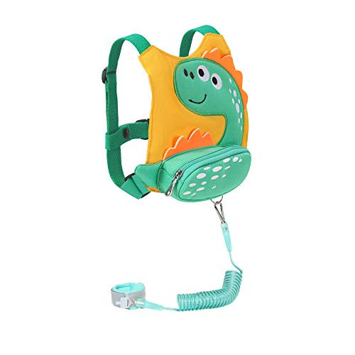 Toddler Dinosaur Walking Safety Harnesses with Wrist Link for 1.5 to 3 Years Old Kid Boys Girls (Dinosaur Yellow)