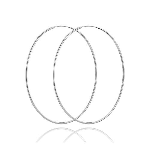 SWEETV 50MM Big Hoop Earrings for Women Hypoallergenic Sterling Silver Earrings Huggie Hoop Earrings