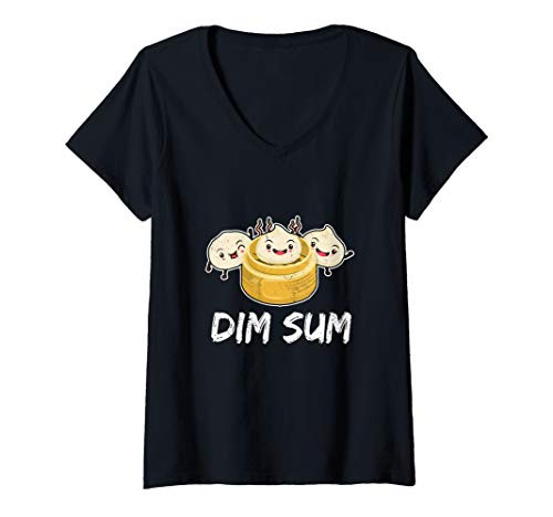 Womens DIM SUM Funny Dumplings Asian Food Fan Gift V-Neck T-Shirt