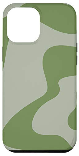 iPhone 12 Pro Max Olive Green Liquid Swirl Abstract Art Retro Pattern Case