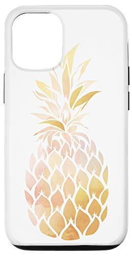 iPhone 12/12 Pro Pineapple Orange Yellow Peach Coral on White Pattern AEN332 Case
