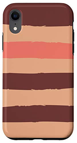 iPhone XR Modern Stripe Pattern Brown Beige  and  Coral AEW646 Case