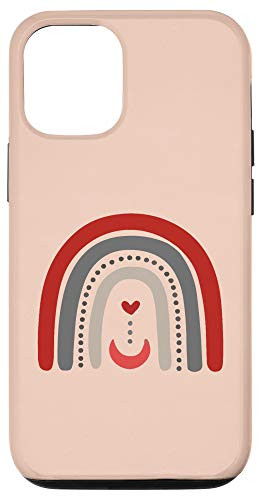 iPhone 12/12 Pro Neutral Boho Red Rainbow Bohemian Valentines Day Heart Gift Case