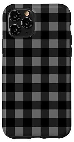 iPhone 11 Pro Black and Gray Gingham Buffalo Check Plaid Checkered Flannel Case
