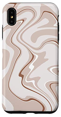 iPhone XS Max Retro Abstract Art Liquid Swirl Pattern in Beige Cream Case