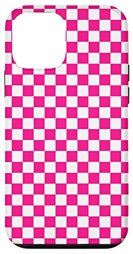 iPhone 12 mini Pink and White Checkerboard Pattern Checkered Checks Case