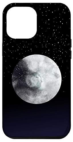 iPhone 12 Pro Max Full moon stars galaxy dark black white grey on night sky Case