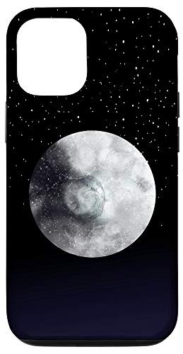 iPhone 12/12 Pro Full moon stars galaxy dark black white grey on night sky Case