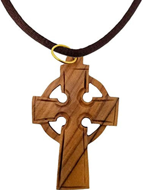 Logos Trading Post Holy Land Olive Wood Pendant Necklace from Israel, Celtic Cross, Hand Carved Olive Wood Pendant from Jerusalem with Attached Cord Logos Trading Post Holy Land Olive Wood Pendant Necklace from Israel, Celtic Cross, Hand Carved Olive Wood Pendant from Jerusalem with Attached Cord