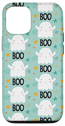 iPhone 12/12 Pro Cute Ghost Kawaii Boo Star Halloween Pattern Blue Case