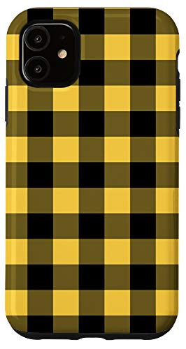 iPhone 11 Yellow Black Gingham Plaid Rustic Pattern AEH596 Case