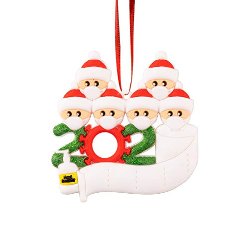 CY2SIDE 2020 Christmas Hanging Ornament, DIY Christmas Ornament with Mark Pen, Quarantine Christmas Party Decoration for 6 Family Members, Xmas Tree Pendant Decoration, Santa Ornament with a Face Mask CY2SIDE 2020 Christmas Hanging Ornament, DIY Christmas Ornament with Mark Pen, Quarantine Christmas Party Decoration for 6 Family Members, Xmas Tree Pendant Decoration, Santa Ornament with a Face Mask
