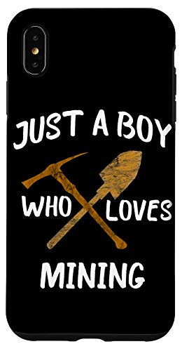 iPhone XS Max Just A Boy Who Loves Mining Gold Coal Miner Pickaxe Case