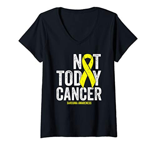 Womens Not Today Sarcoma Bone Cancer Yellow Awareness Ribbon V-Neck T-Shirt Womens Not Today Sarcoma Bone Cancer Yellow Awareness Ribbon V-Neck T-Shirt
