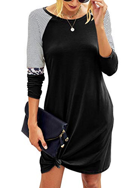 PRETTYGARDEN Womens Casual Tie Dye Short Dress Crew Neck Sleeveless Loose T Shirt Mini Dress Leopard Black PRETTYGARDEN Womens Casual Tie Dye Short Dress Crew Neck Sleeveless Loose T Shirt Mini Dress Leopard Black