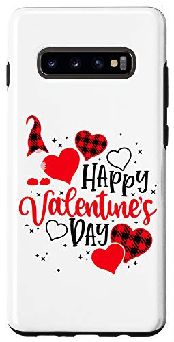 Galaxy S10plus Valentine's Day Gnome Holding Hearts Buffalo Check Gnome Case
