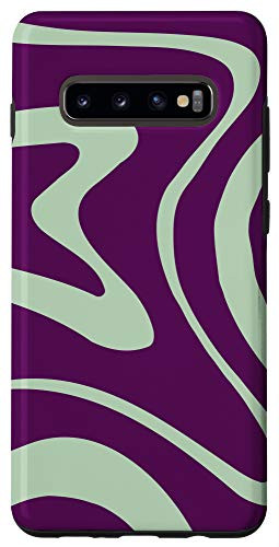 Galaxy S10plus Dark Violet And Sage Liquid Swirl Abstract Art Retro Pattern Case