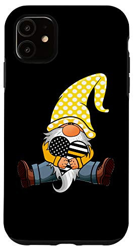 iPhone 11 Dispatcher Gnome With Heart American Flag Yellow Line Gnome Case