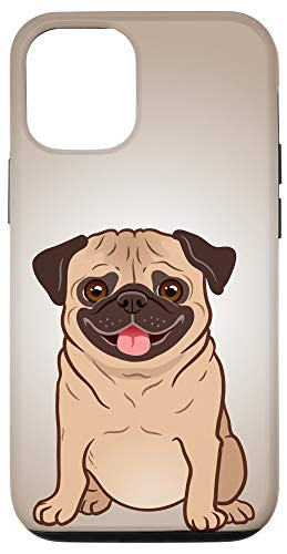 iPhone 12/12 Pro Pretty Fat Cute Pug Tongue Out Big Eyes On Beige Gradient Case