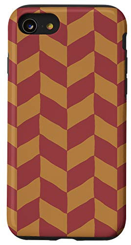 iPhone SE (2020) / 7 / 8 Chevron Pattern Burgundy  and  Light Brown Beige AEW586 Case