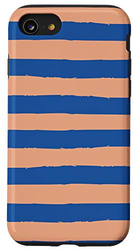 iPhone SE (2020) / 7 / 8 Modern Stripes Blue  and  Light Beige Coral AEW598 Case