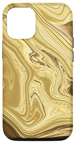 iPhone 12/12 Pro Yellow Tan Brown Black White Swirl Pattern AEP225 Case