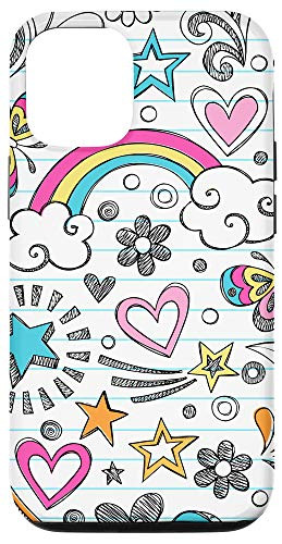 iPhone 12/12 Pro Heart Rainbow Star Butterfly Pink Blue White Pattern AEN032 Case