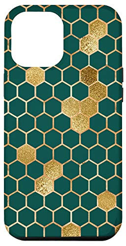iPhone 12 Pro Max Bees Honeycomb Yellow Honey Hexagon Bees Hive Pattern -Olive Case