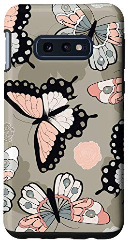 Galaxy S10e Butterfly Butterflies Tan Brown Pink Peach Gray Black Case