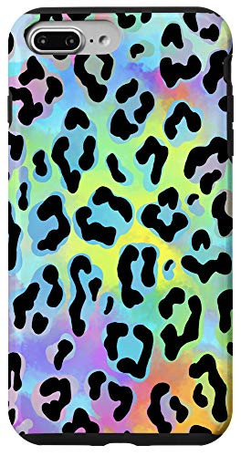 iPhone 7 Plus/8 Plus Yellow Orange Red Green Cyan Blue Pink Leopard Print AEH435 Case