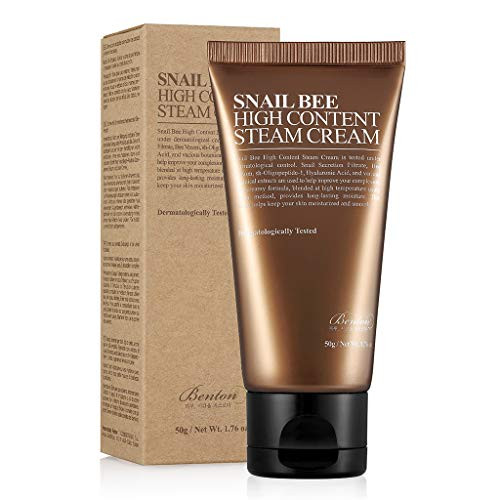BENTON Snail Bee High content Steam Cream 50g (1.76 oz.) - Contains Snail Secretion Filtrate, Bee Venom, Hyaluronic Acid, Intensive Moisturizing Cream  and  Anti-Wrinkle Effect