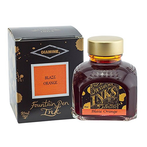 Diamine 80 ml Bottle Fountain Pen Ink, Blaze Orange
