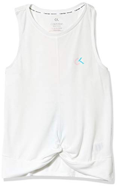 Calvin Klein Big Girls' Performance Logo Tank Top, S20 Twist White, L12/14