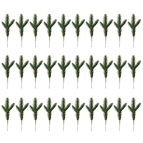 Vosarea 30Pcs Artificial Pine Picks Christmas Pine Twig Pine Needles Pine Greenery Stems Xmas Ornaments for DIY Craft Winter Holiday Decorations