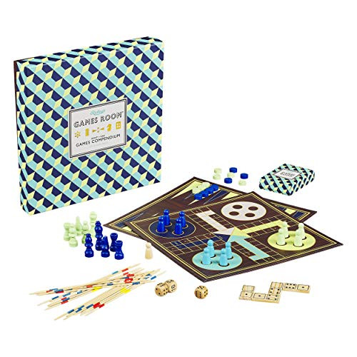 Ridley's 8-in-1 Classic Games Set Including Backgammon, Chinese Checkers, Dominoes, Checkers, Ludo, Pick-Up Sticks, and Playing Cards